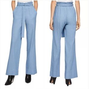 BCBGeneration Light Blue Paperbag High Rise Flare Pants Medium Long Inseam